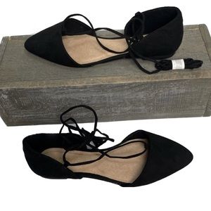 3/$15💥 NEW Old Navy Pointed Toe Ankle Wrap Flats Sz 6 M4